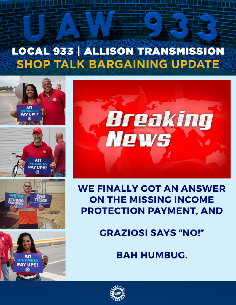 UAW Local 933 - Allison Transmission Special Update - 2023/12/15