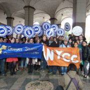 UAW NYU Graduate Student Organizing Committee poses at March for Science