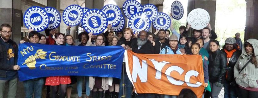UAW NYU Graduate Student Organizing Committee poses at March for Science
