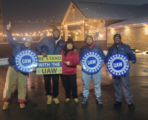 Workers at Antolin Interiors in Howell, MI, during their organizing campaign to join the UAW.