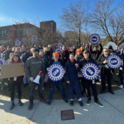 Photo of MASS MoCA workers on a one day walkout in December 2023.