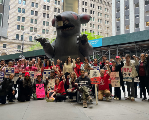 Photo of MFJ Union members on strike at Mobilization for Justice.