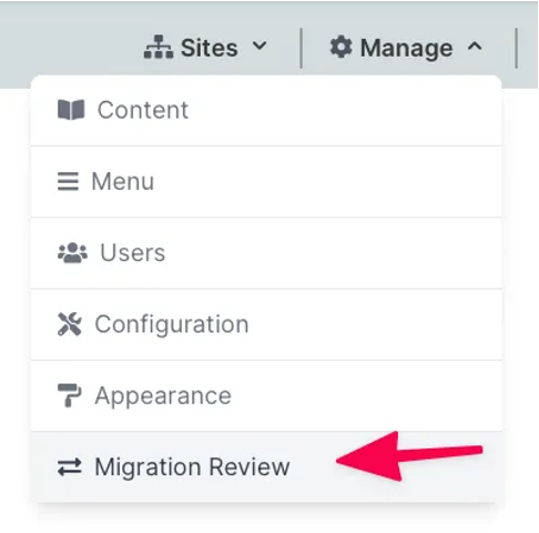 SolidWeb 3.0 Migration Review Menu Item