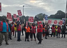 Photo of UAW Local 472 members on the picket line at Woodbridge Corp. in Lithonia, GA.