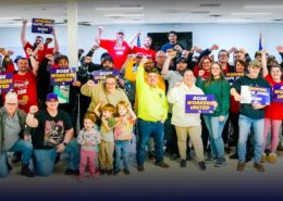 Photo of BlueOval SK workers in Kentucky who filed to form their union on Tuesday, January 7, 2025.