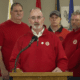 Screenshot of UAW President Shawn Fain, Region 2B Director Dave Green, and the Local 933 Bargaining Committee during a Facebook Live announcing that a tentative agreement had been reached with Rolls-Royce in Indianapolis, IN.