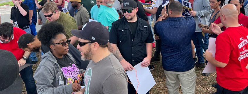 Photo of UAW Local 788 members on strike at Lockheed Martin in Orlando, FL, on May 1, 2025.