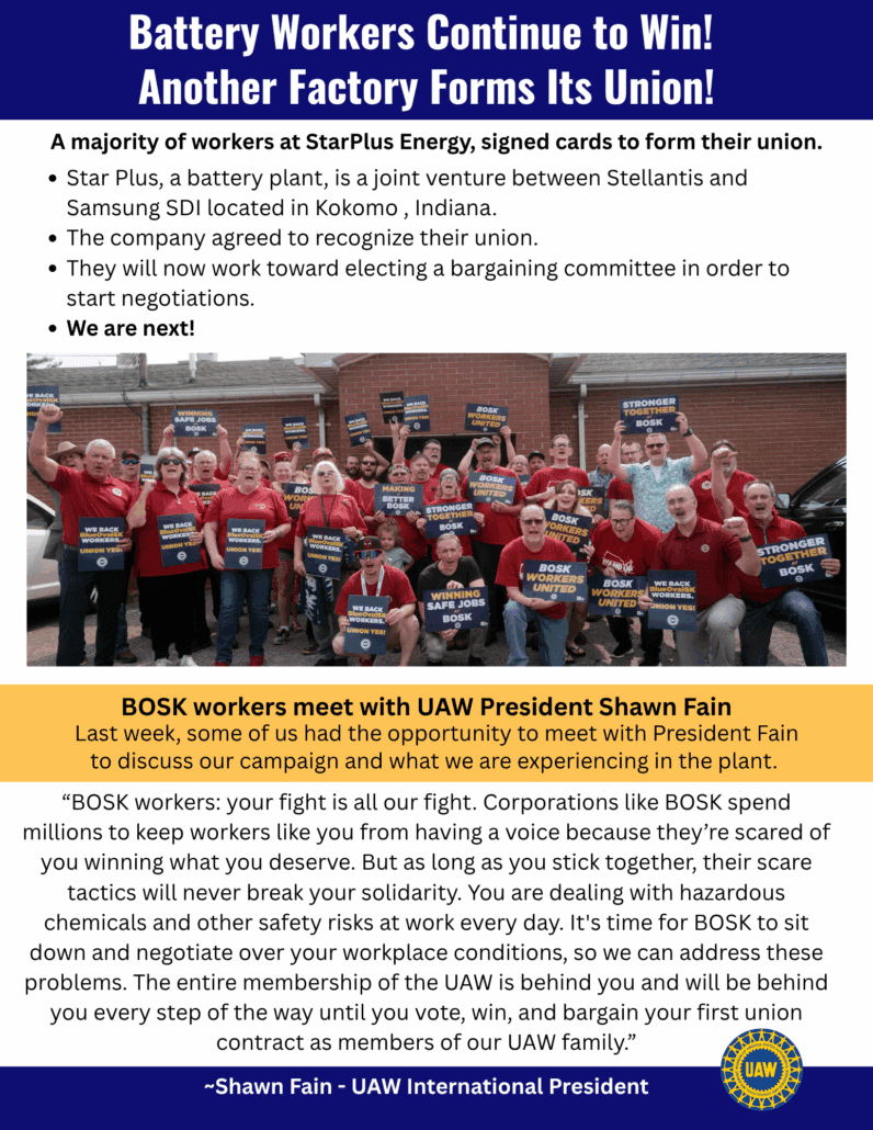 Battery Workers Continue To Win! StarPlus Energy Worker Joins UAW