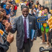 Photo of Rev. Solomon Kinloch with supporters of his Detroit mayoral campaign. Photo courtesy of the Solomon Kinloch Jr. Facebook page.