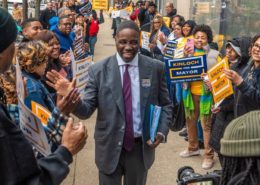 Photo of Rev. Solomon Kinloch with supporters of his Detroit mayoral campaign. Photo courtesy of the Solomon Kinloch Jr. Facebook page.