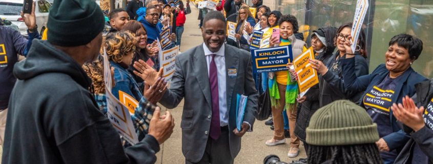Photo of Rev. Solomon Kinloch with supporters of his Detroit mayoral campaign. Photo courtesy of the Solomon Kinloch Jr. Facebook page.