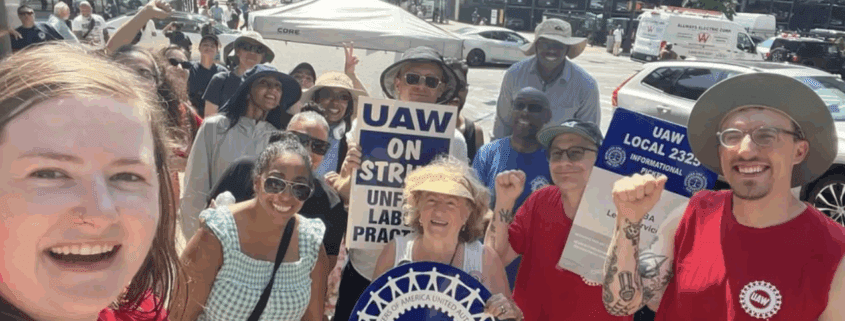 Photo of ALAA-UAW Local 2325 members on strike in New York City.