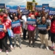 Photo of UAW Local 653 members rallying for a fair contract at Challenge Manufacturing in Pontiac, MI.