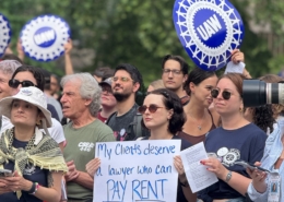 Photo of UAW members and supporters on the Local 2325 picket line in New York City on July 15, 2025.