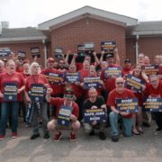 Photo of BlueOval SK workers in Glendale, KY, organizing to form their union.