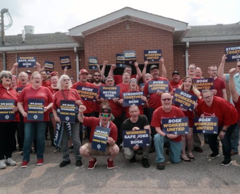 Photo of BlueOval SK workers in Glendale, KY, organizing to form their union.
