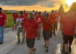 Photo of UAW Local 647 members during a solidarity march at GE Aerospace.