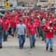 Photo of UAW Local 647 members during a solidarity march at GE Aerospace in Evendale, OH.