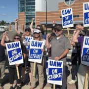 UAW Members at GE Aerospace Approve New Contract Photo of UAW Local 647 members on the picket line at GE Aerospace in Evendale, OH.