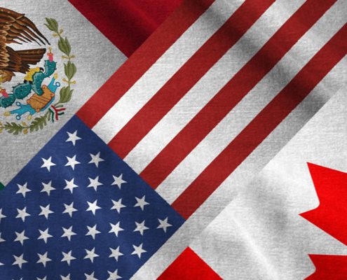 Mexican, US and Canadian Flags