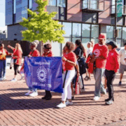 UAW Region 1, Amalgamated Local 1781, Blue Cross Blue Shield of MI and Blue Care Network marching in celebration of the 2025 Labor Day Parade