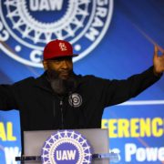UAW Local 2250 member Don Looney addresses delegates at the 2026 National CAP Conference in Washington, D.C., on February 9, 2026. Photo courtesy of Brian Hedger.