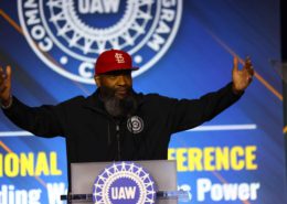 UAW Local 2250 member Don Looney addresses delegates at the 2026 National CAP Conference in Washington, D.C., on February 9, 2026. Photo courtesy of Brian Hedger.