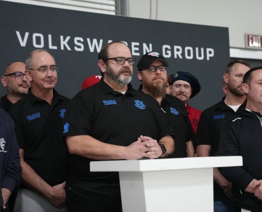 The UAW Local 42 Volkswagen Bargaining Committee announces that the tentative agreement with VW in Chattanooga, TN, has been ratified by 96% on February 19, 2026.