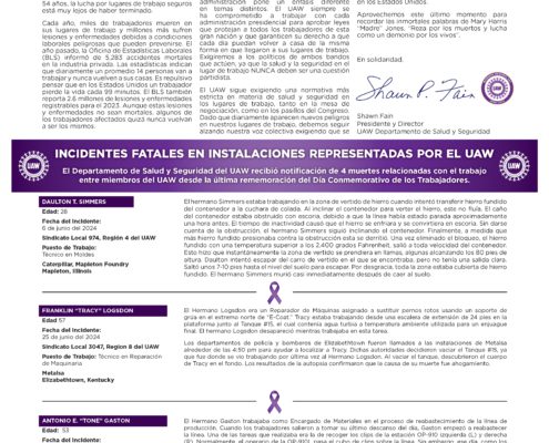 2025 Workers Memorial Day poster in Spanish - page 2