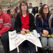 UAW Members Call on Administration to Save Iconic Ohio Plant from Being Offshored to China Photo of UAW Local 2359 members at a rally to save the Conn-Selmer plant in Eastlake, Ohio, in February 2026.