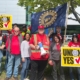 Photo of Michigan Science Center workers and UAW members in Detroit.