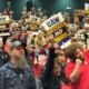 UAW Local 2093 members and supporters rally ahead of contract negotiations with American Axle in Three Rivers, MI.