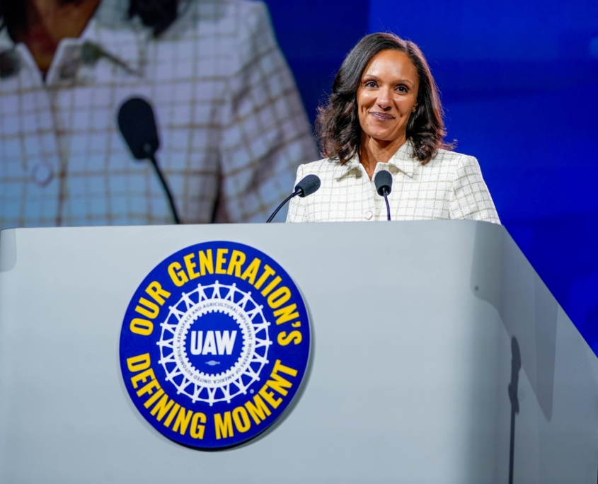 Detroit Mayor Mary Sheffield at the UAW's 39th Constitutional Convention Detroit Mayor Mary Sheffield addresses delegates during day one of the UAW's 39th Constitutional Convention in Detroit, Michigan on June 15, 2026.