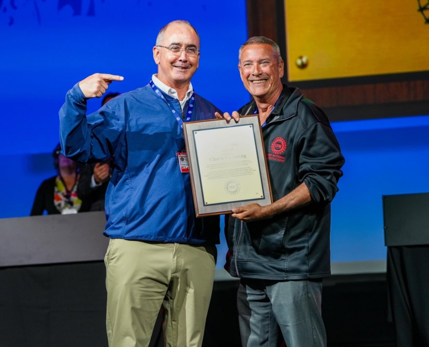 Chuck Browning receives the UAW Social Justice Award
