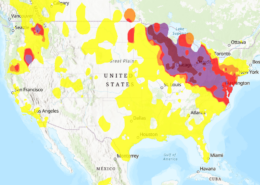 Screenshot of the air quality map as of 1 pm ET on July 17, 2026.