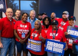 Photo of UAW members with Sherrod Brown in October 2026.